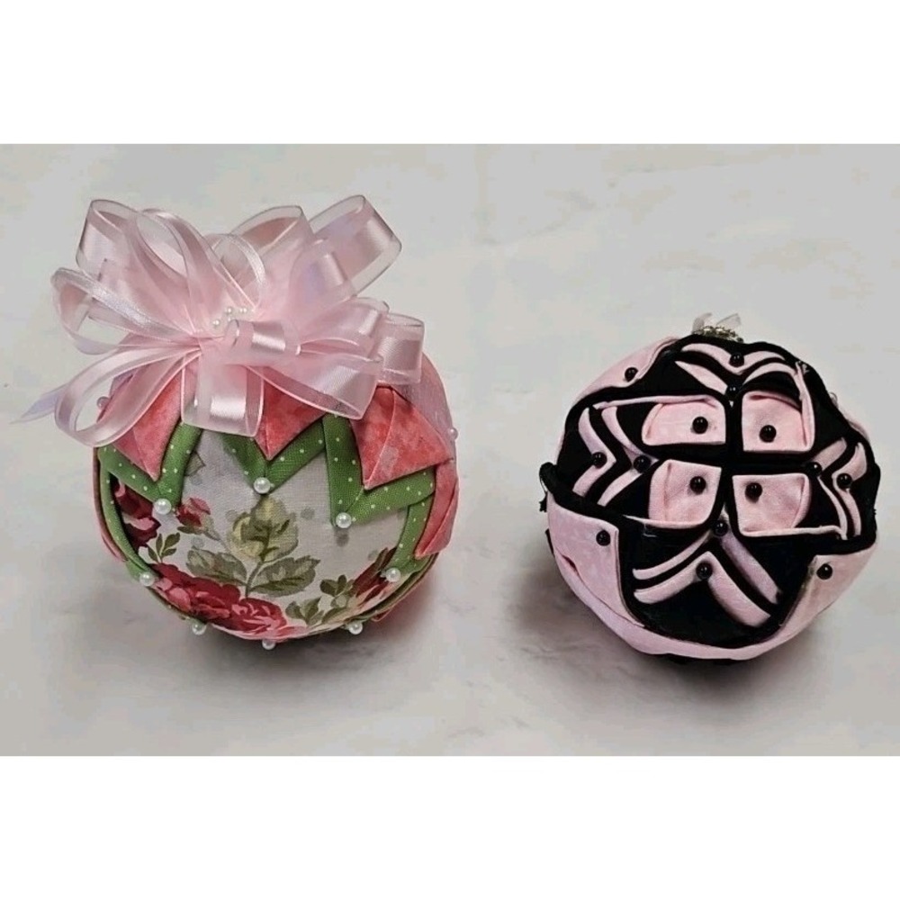 2 Handmade Pink Ornaments